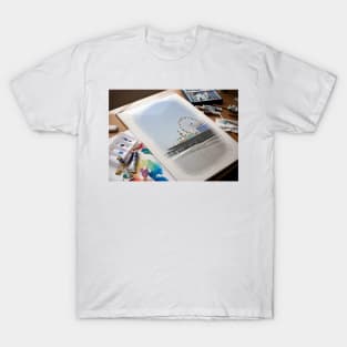 Santa Monica Pier Aquarelle Watercolor Painting T-Shirt